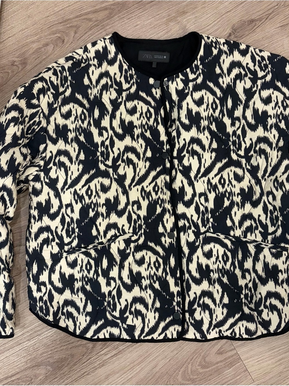 Zara Black and Cream Quilted Jacket